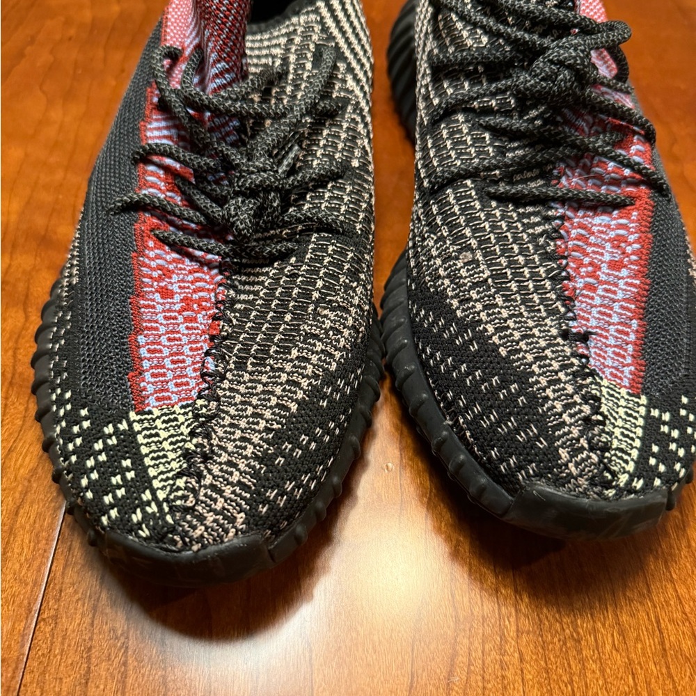 adidas Black and Red Knit Athletic Shoes